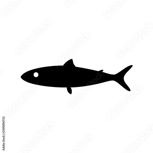 Fotografie Silhouette of a shark swimming in the ocean with a dorsal fin