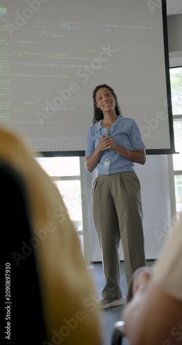 Female Speaking at Technology Conference Event