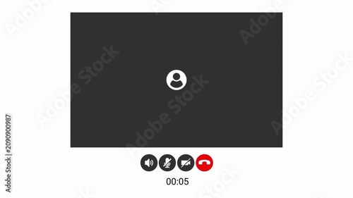 Video Call Overlay Background Effect, Video call screen display template on transparent background, video call chat conferencing animation , conference call recording time animation for Online meeting