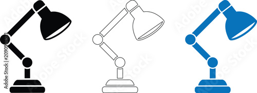 Schilderij op canvas Desk lamp vector illustration showing office light, study lamp and table illumination