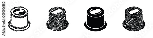 Tableau sur toile Collection of four stylized icons representing a thimble in various artistic sty