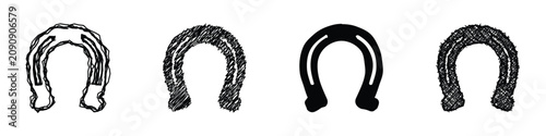 Fotografie Different styles of horseshoe illustrations for various design uses