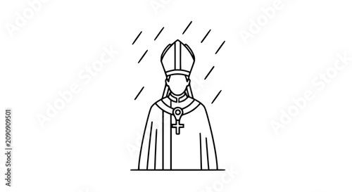 Photos Pope Icon: Religious Leader in Mitre and Cassock, Christian Symbolism