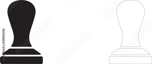 Tableau sur toile Compressing ground coffee tablet vector icon filled and outline, professional tamper symbol