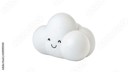 Bild auf Leinwand Cute small cartoon white cloud plush toy decoration isolated on a transparent ba
