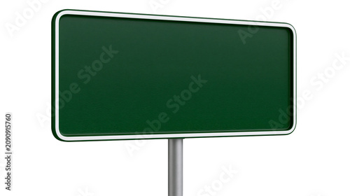 Tableau sur toile Blank green rectangular road sign with white border, isolated on transparent bac