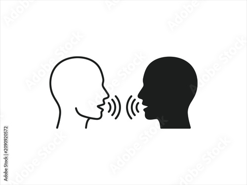 Two people talking to each other, communication icon