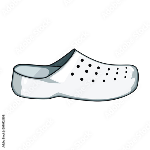 Εκτύπωση καμβά White plastic clog with ventilated holes for comfortable, waterproof slip on wea