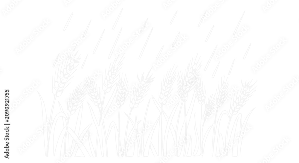 Fototapeta premium Whimsical Wheat Field Outline - Minimalist Line Art