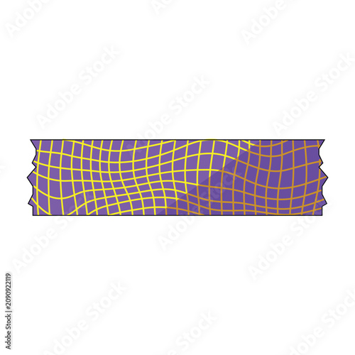 Obraz na plátně Purple adhesive duct tape piece featuring a wavy yellow grid pattern, reflecting