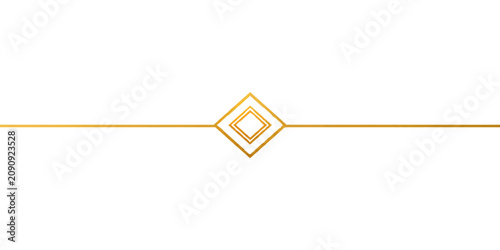 Elegant gold horizontal line text divider with central geometric diamond ornament vector