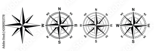 Photos compass horizontal rose collection cardinal direction icons