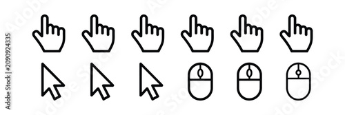 Tableau sur toile cursor arrow pointer mouse click hand icon variations