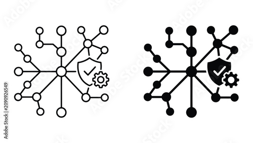Network security protection and system optimization icons with security