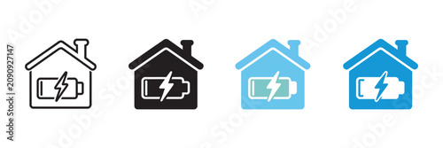 Bild auf Leinwand Home Energy Battery Storage Icon set