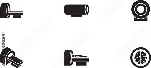 фотографія Minimalist black silhouette icon set of a mri scanner