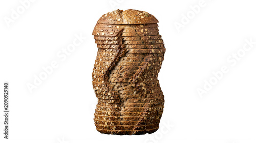 Bild auf Leinwand Stack of sliced whole grain bread loaf with seeds on transparent background tran