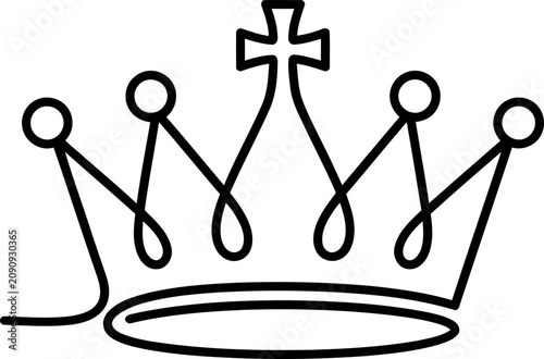 Bilde på lerret Elegant Crown Outline Icon - Royal Symbol, Minimalist Design