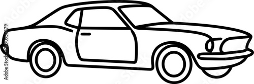 Canvastavla Classic Coupe Car Outline - Vintage Automobile Vector Art