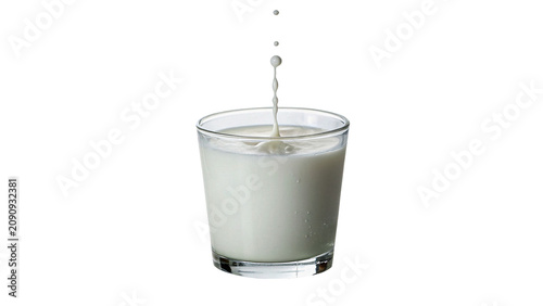 Foto Glass of fresh organic white milk drink beverage isolated on transparent backgro