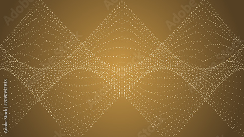 Photos Abstract coffee gold gradient background featuring glowing dot particles arranged in a mirrored diamond lattice, resembling a kaleidoscopic wave mesh