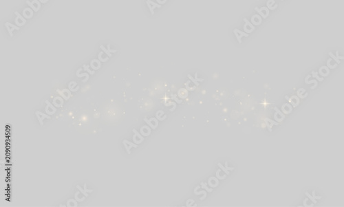 Sparkle particle Christmas light effect with blur spot glow and gold shine. Bright bokeh blends with magical stardust, radiant highlights and soft illumination. Png illustration.	