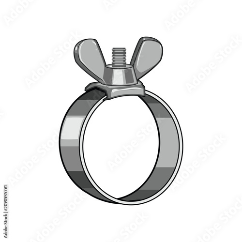 Φωτογραφία Single metal hose clamp providing secure connection and sealing for pipes or tub