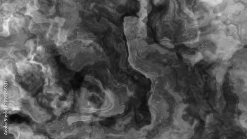 Dark moody lava lamp fluid dynamics abstract loop animation. Grayscale organic flowing viscous liquid animation