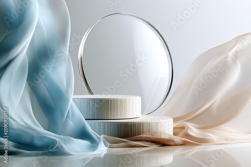 Minimalist product display stand. Use for luxury cosmetic ads.