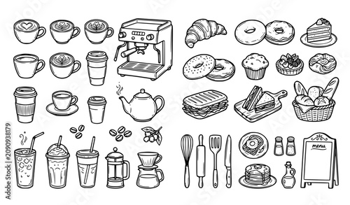 Foto Specialty Coffee Shop Menu Elements Hand Drawn Vector Pack