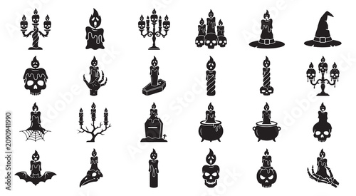 Scary Dripping Horror Halloween Candle Silhouette Set