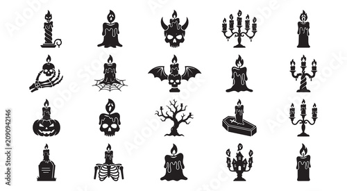 Scary Dripping Horror Halloween Candle Silhouette Set