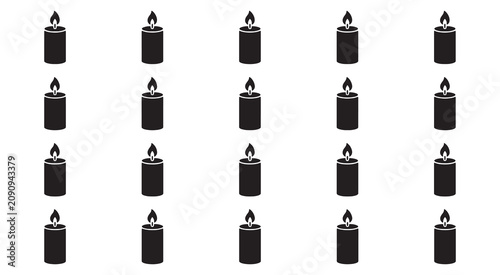 Minimalist Flat Halloween Candle Silhouette Icon Set