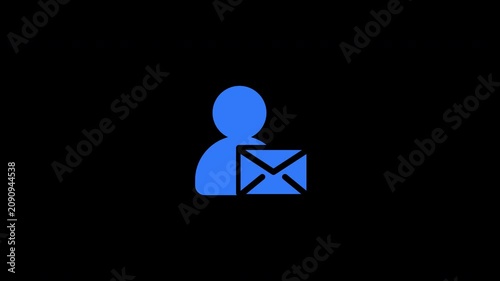 User Profile Mail Icon Contact Email Message Notification Blue animation