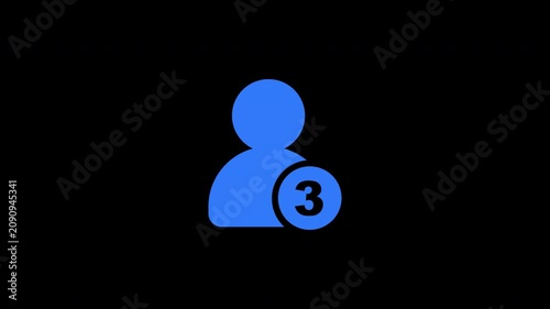 User Profile Notification Badge 3 New Messages Pending Alert Blue animation
