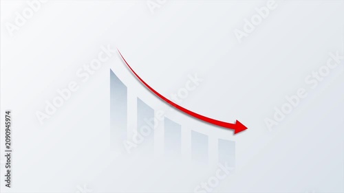 Down arrow business graph chart animation. Loss business graph icon animation. Going down graph chart animation 4k animation