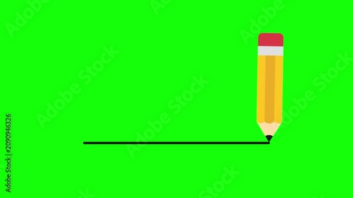 Digital animation of yellow pencil icon against green background 4k animated