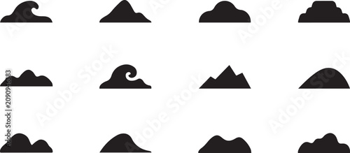 Tableau sur toile snow drift pattern icon set silhouette Vector illustration