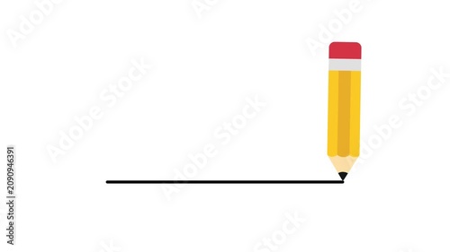 Digital animation of yellow pencil icon against white background 4k animated