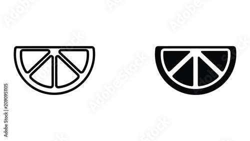 Foto Professional Minimal Vector Icon Citrus fruit slice lemon lime wedge icon Editab
