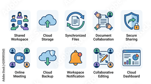 Photos Cloud-based collaboration tools enable secure sharing and synchronized files in a shared workspace