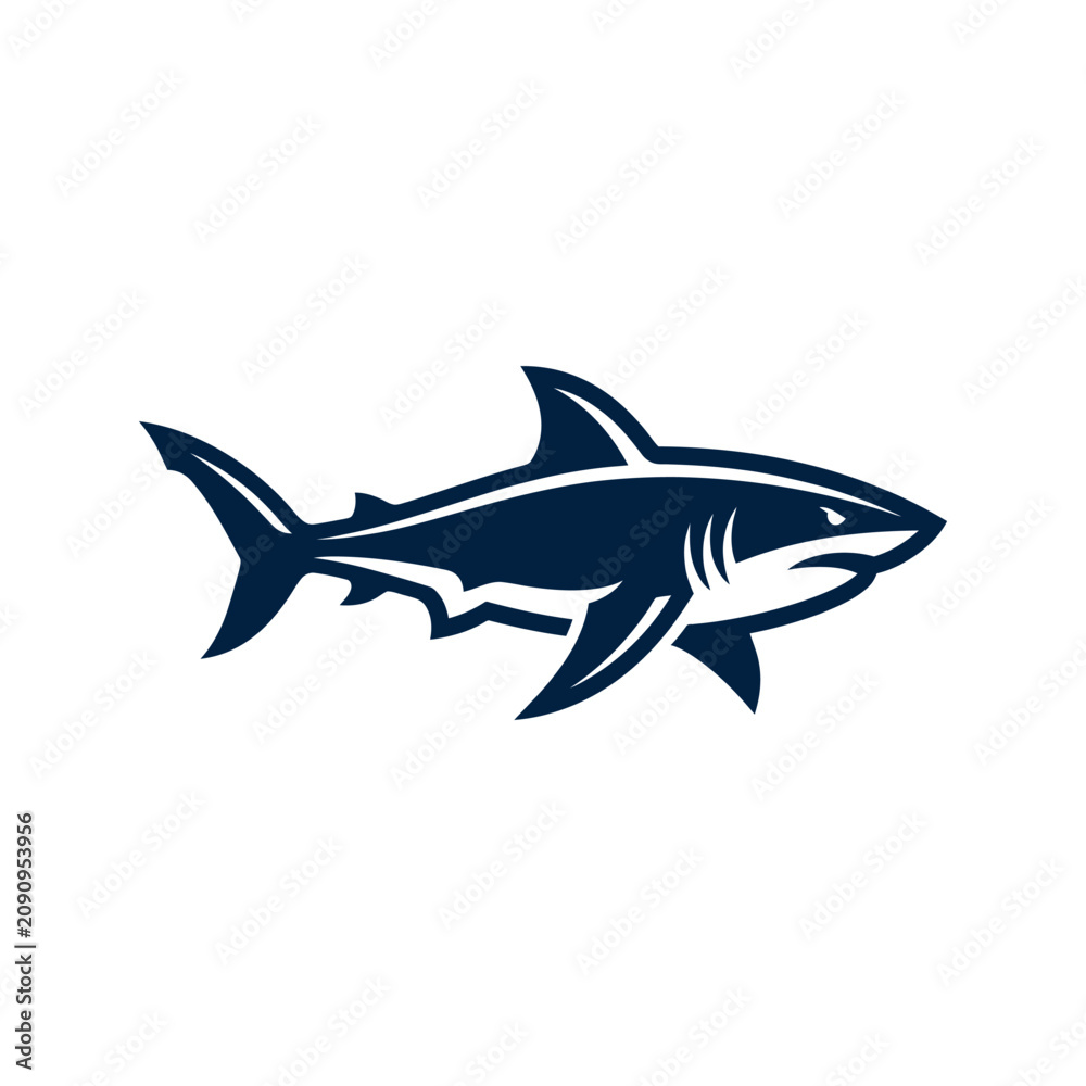 Fototapeta premium Blue shark predator mascot logo for sports teams.