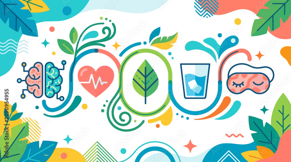 Obraz premium Holistic Wellness and Healthy Lifestyle Vector Illustration 