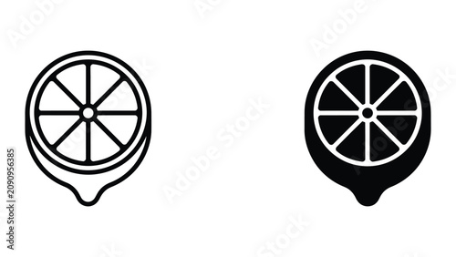 Bild auf Leinwand Professional Minimal Vector Icon Fresh lemon fruit slice location marker pin ico