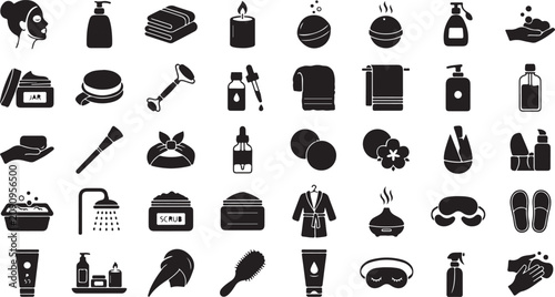 Tableau sur toile Black and white of various hats, caps, and headwear beanie