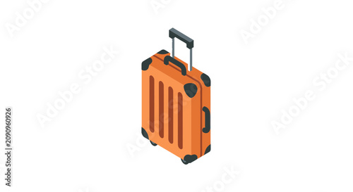 Cuadro en lienzo Orange travel suitcase with retractable handle and wheels