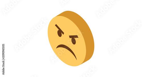 Принти на полотні Yellow angry emoji face with scowling expression