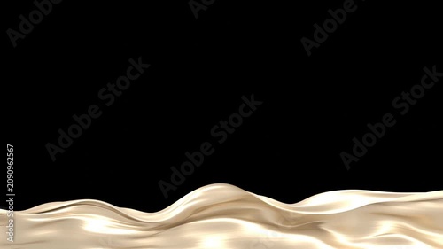 Luxury pearl color fabric waving on black background with copy space 3D render 4K Video