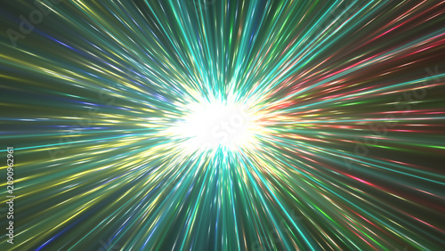 Foto Radiant multicolor energy burst with futuristic glowing light rays