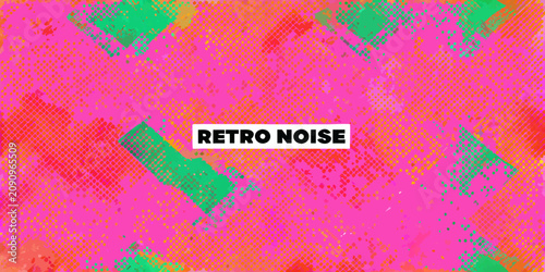 Cuadro en lienzo Retro noise pattern with vibrant pink green and yellow color scheme